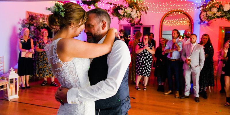 bride and groom first dance in the Montrose suite, cotswold house hotel and spa, 