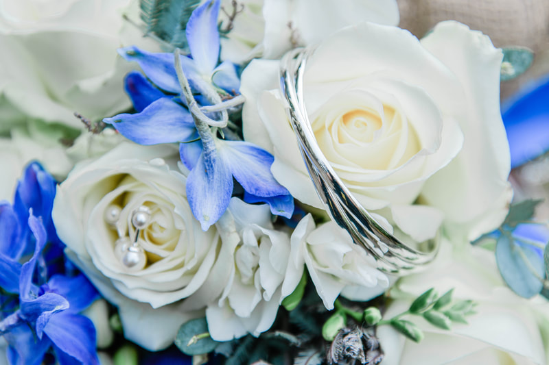 Wedding bouquet of white roses.