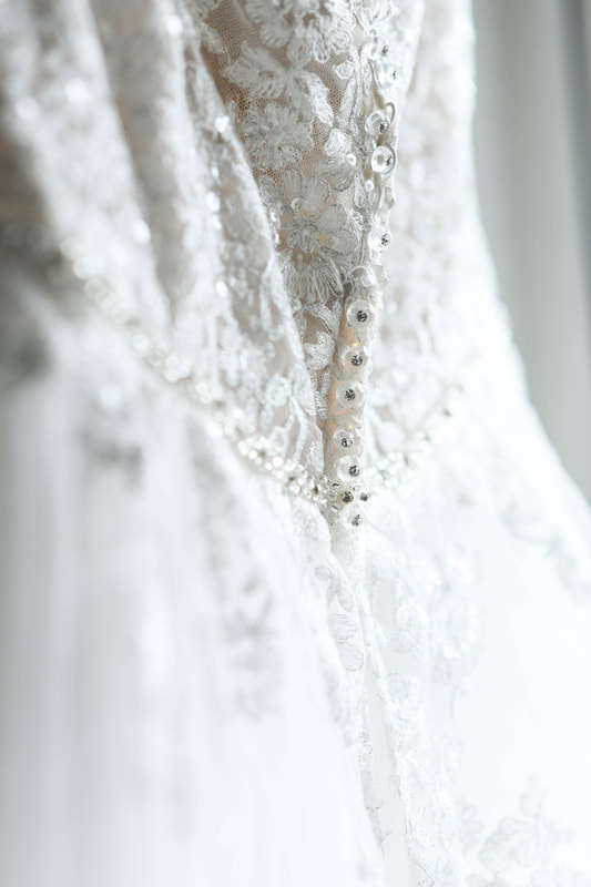Wedding dress details, Worcestershire bridal gowns